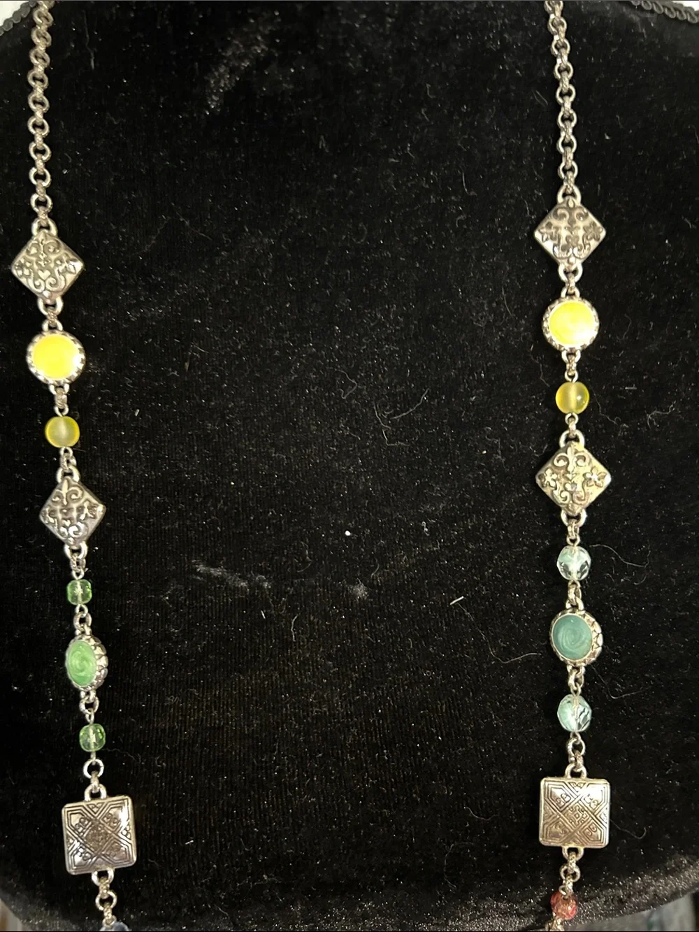 Brighton Multicolor Beaded Silver-Tone Long Necklace NWOT